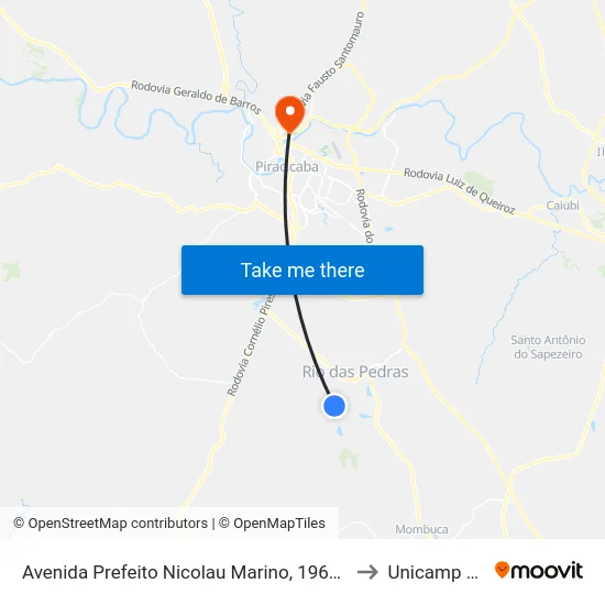 Avenida Prefeito Nicolau Marino, 1965-2065 to Unicamp Fop map