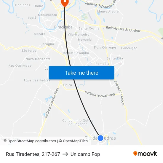Rua Tiradentes, 217-267 to Unicamp Fop map