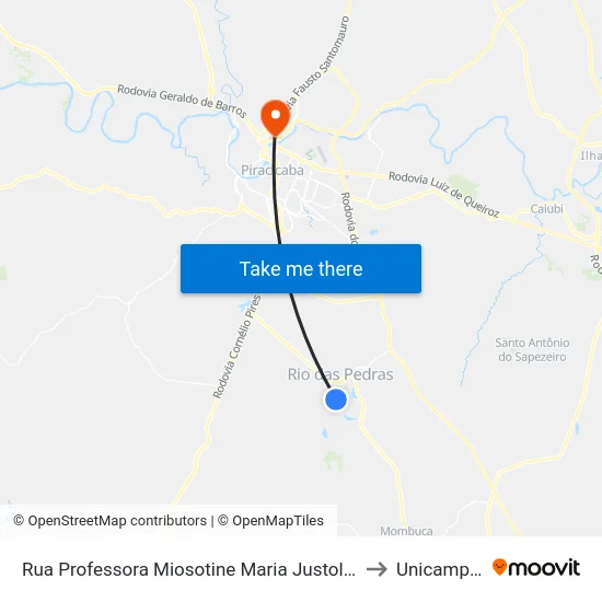 Rua Professora Miosotine Maria Justolim, 317-379 to Unicamp Fop map
