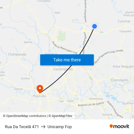 Rua Da Tecelã 471 to Unicamp Fop map