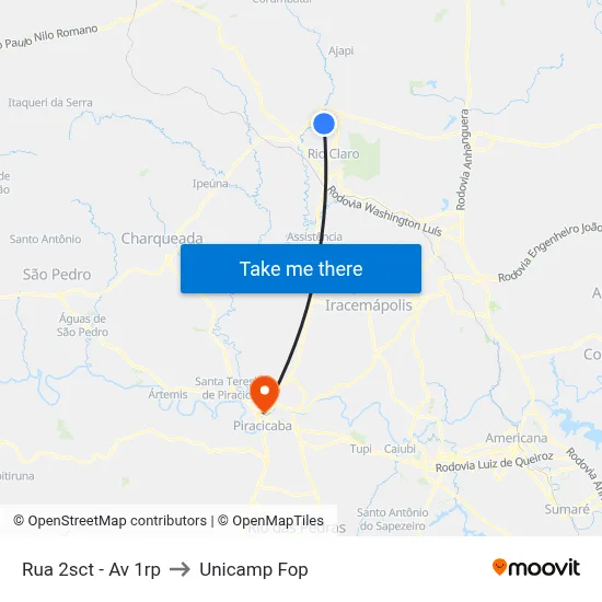 Rua 2sct - Av 1rp to Unicamp Fop map