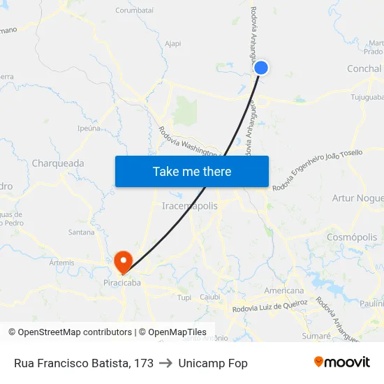 Rua Francisco Batista, 173 to Unicamp Fop map