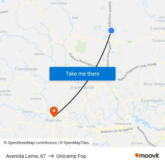 Avenida Leme, 67 to Unicamp Fop map