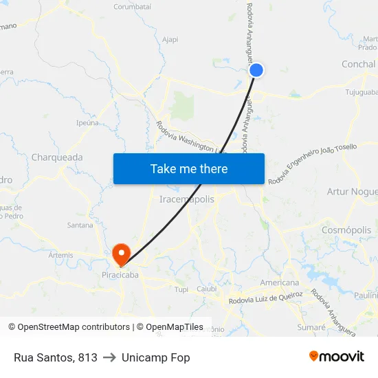 Rua Santos, 813 to Unicamp Fop map