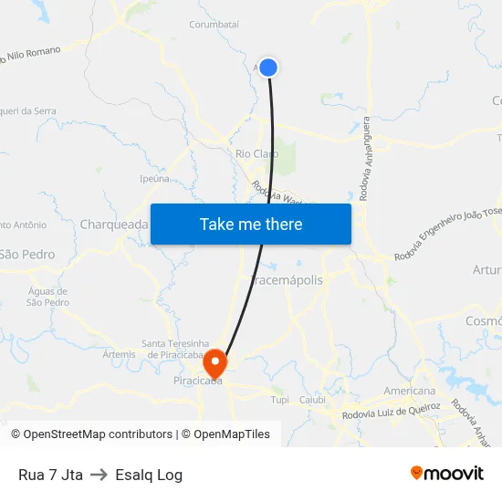 Rua 7 Jta to Esalq Log map