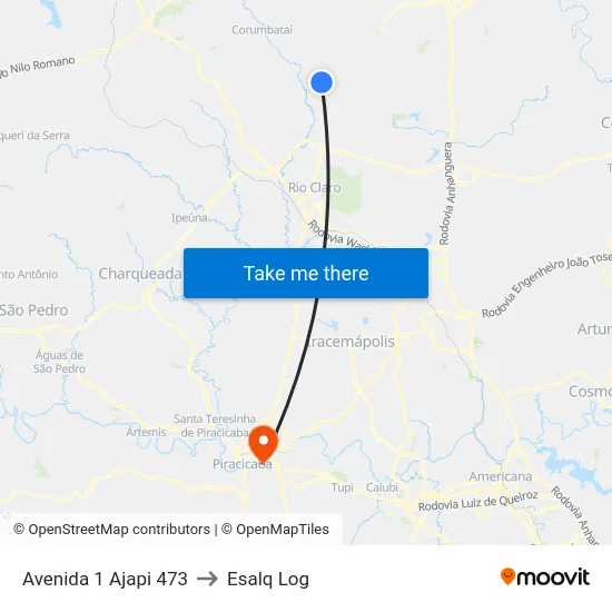 Avenida 1 Ajapi 473 to Esalq Log map