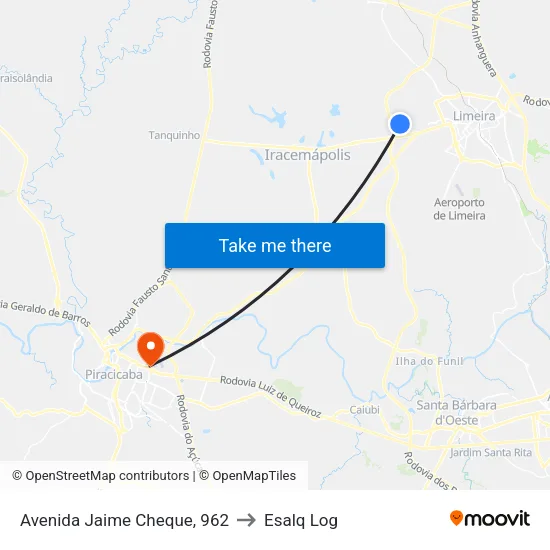 Avenida Jaime Cheque, 962 to Esalq Log map