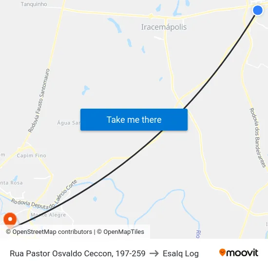 Rua Pastor Osvaldo Ceccon, 197-259 to Esalq Log map