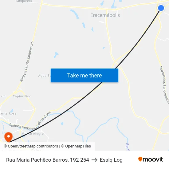 Rua Maria Pachêco Barros, 192-254 to Esalq Log map