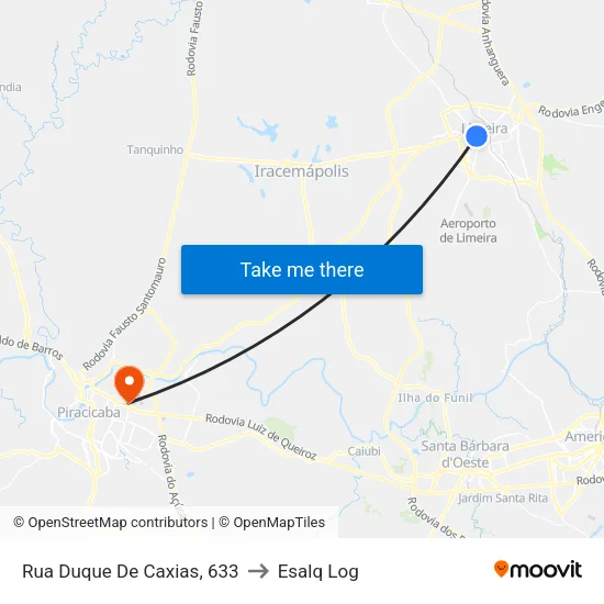 Rua Duque De Caxias, 633 to Esalq Log map