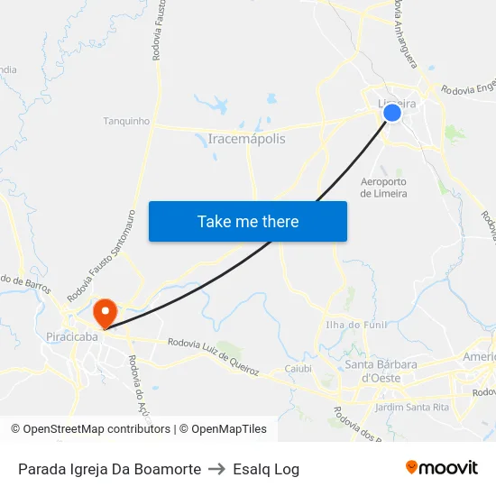 Parada Igreja Da Boamorte to Esalq Log map