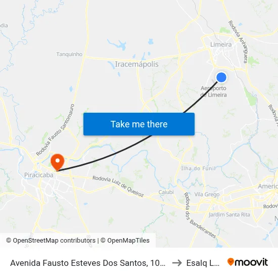 Avenida Fausto Esteves Dos Santos, 1028 to Esalq Log map