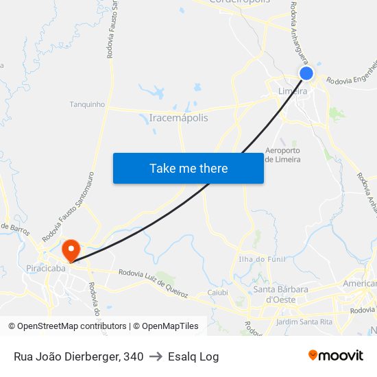 Rua João Dierberger, 340 to Esalq Log map