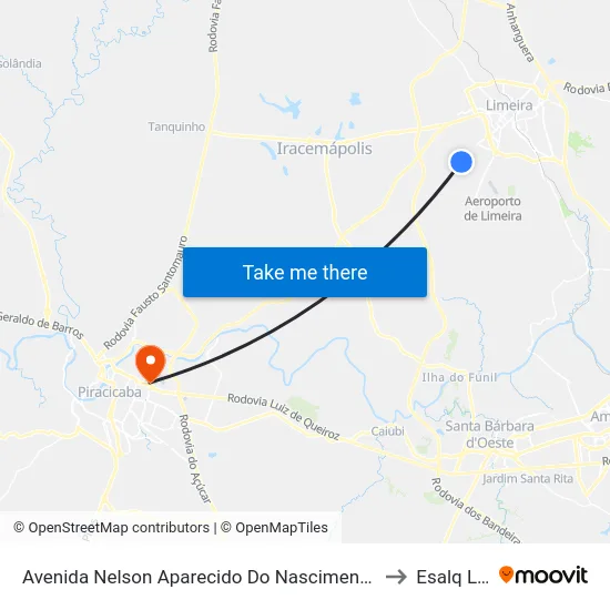 Avenida Nelson Aparecido Do Nascimento, 175 to Esalq Log map