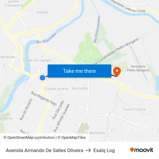 Avenida Armando De Salles Oliveira to Esalq Log map