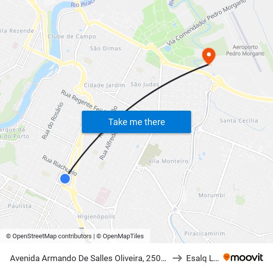 Avenida Armando De Salles Oliveira, 2508-2511 to Esalq Log map