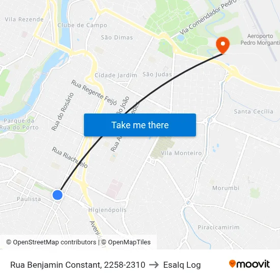 Rua Benjamin Constant, 2258-2310 to Esalq Log map