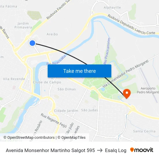 Avenida Monsenhor Martinho Salgot 595 to Esalq Log map