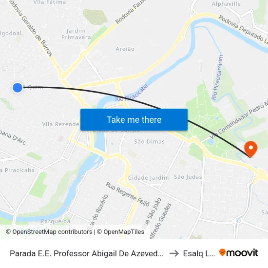 Parada E.E. Professor Abigail De Azevedo Grillo to Esalq Log map