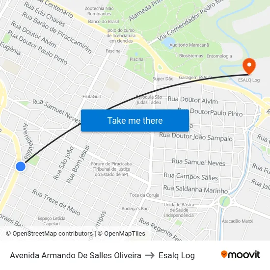 Avenida Armando De Salles Oliveira to Esalq Log map
