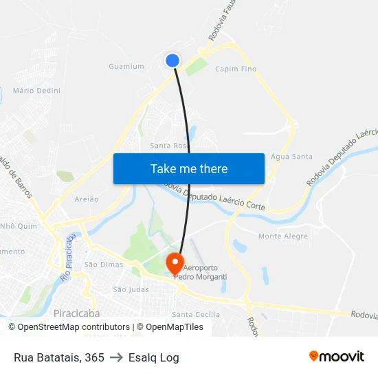 Rua Batatais, 365 to Esalq Log map