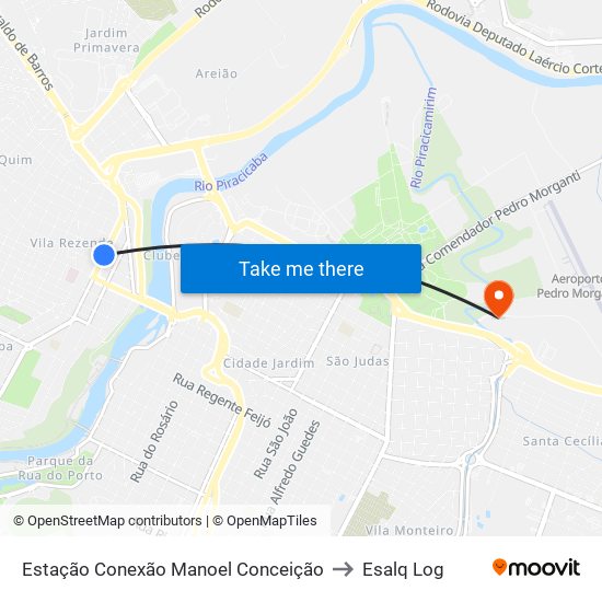 Estação Conexão Manoel Conceição to Esalq Log map