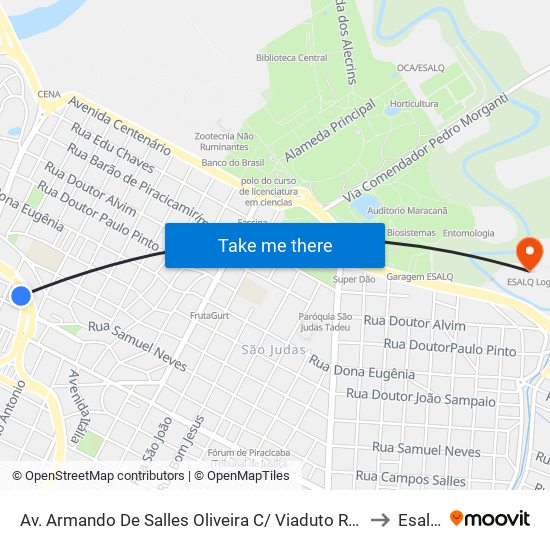 Av. Armando De Salles Oliveira C/ Viaduto Rosário - Estação Conexão Rosário to Esalq Log map