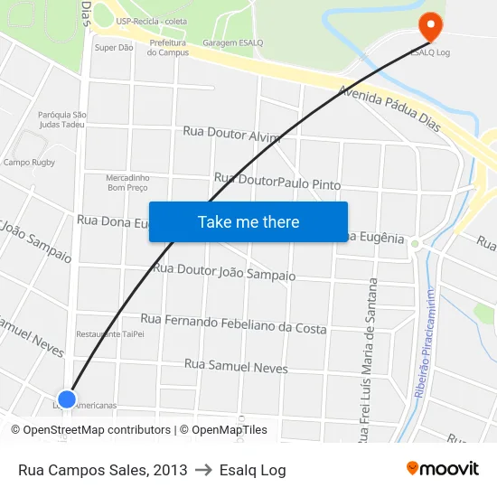 Rua Campos Sales, 2013 to Esalq Log map