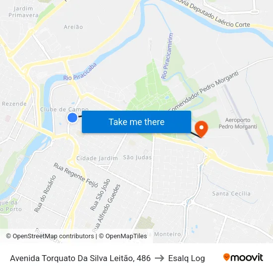 Avenida Torquato Da Silva Leitão, 486 to Esalq Log map