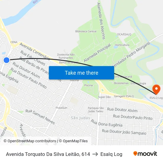 Avenida Torquato Da Silva Leitão, 614 to Esalq Log map
