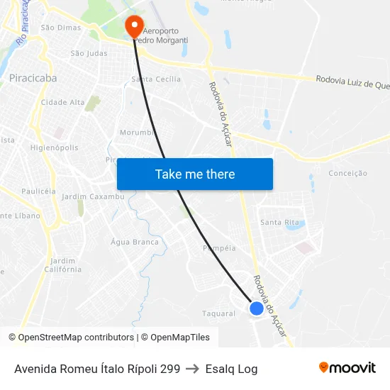 Avenida Romeu Ítalo Rípoli 299 to Esalq Log map