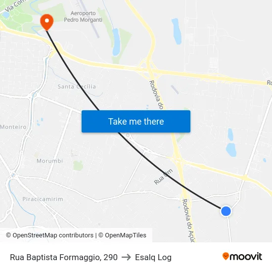 Rua Baptista Formaggio, 290 to Esalq Log map