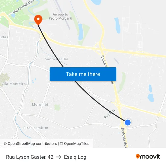 Rua Lyson Gaster, 42 to Esalq Log map