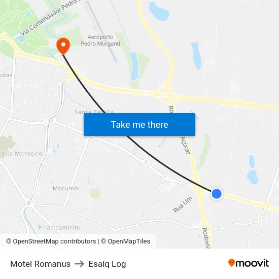 Motel Romanus to Esalq Log map