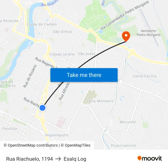 Rua Riachuelo, 1194 to Esalq Log map
