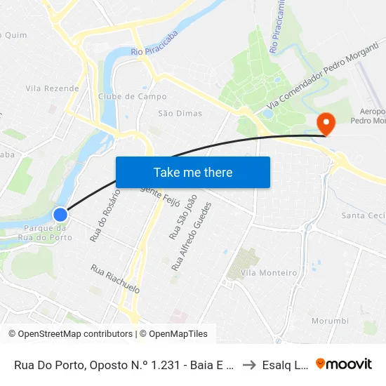 Rua Do Porto, Oposto N.º 1.231 - Baia E Placa to Esalq Log map
