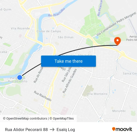 Rua Alidor Pecorarii 88 to Esalq Log map