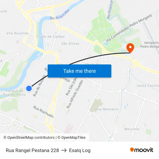Rua Rangel Pestana 228 to Esalq Log map
