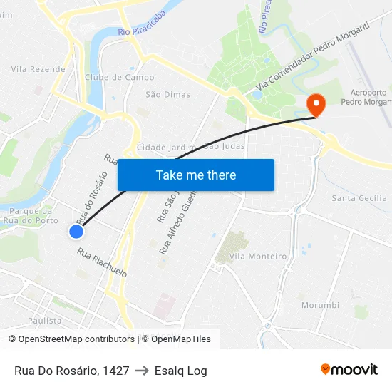 Rua Do Rosário, 1427 to Esalq Log map