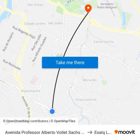 Avenida Professor Alberto Vollet Sachs 499 to Esalq Log map