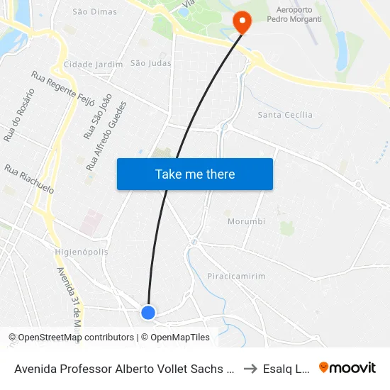 Avenida Professor Alberto Vollet Sachs 459 to Esalq Log map