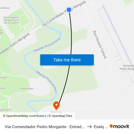 Via Comendador Pedro Morgante - Entrada Do Aeroporto to Esalq Log map