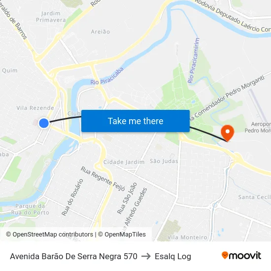 Avenida Barão De Serra Negra 570 to Esalq Log map