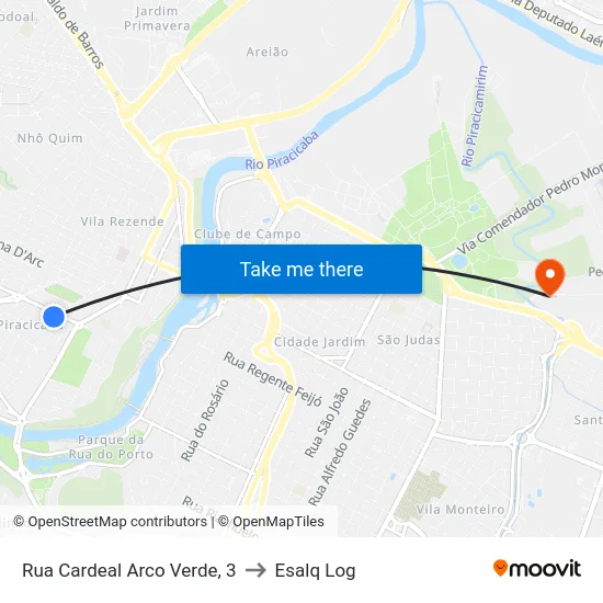 Rua Cardeal Arco Verde, 3 to Esalq Log map