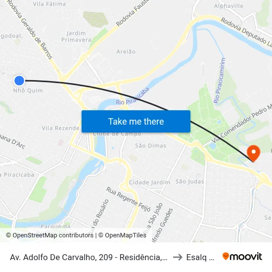 Av. Adolfo De Carvalho, 209 - Residência, Nº 209 to Esalq Log map