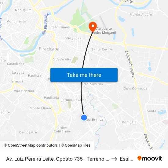 Av. Luiz Pereira Leite, Oposto 735 - Terreno Em Frente Ao Barracão to Esalq Log map