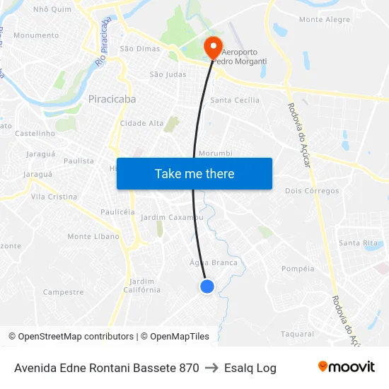Avenida Edne Rontani Bassete 870 to Esalq Log map