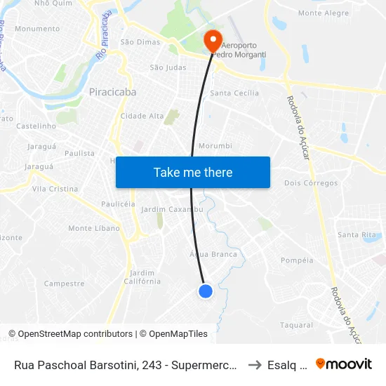 Rua Paschoal Barsotini, 243 - Supermercado Scarpin to Esalq Log map