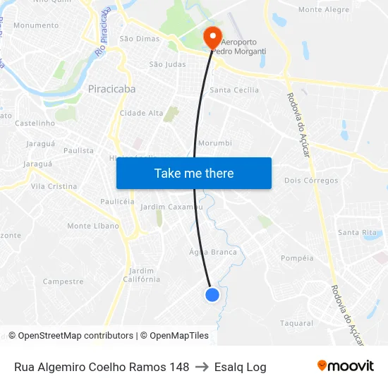 Rua Algemiro Coelho Ramos 148 to Esalq Log map