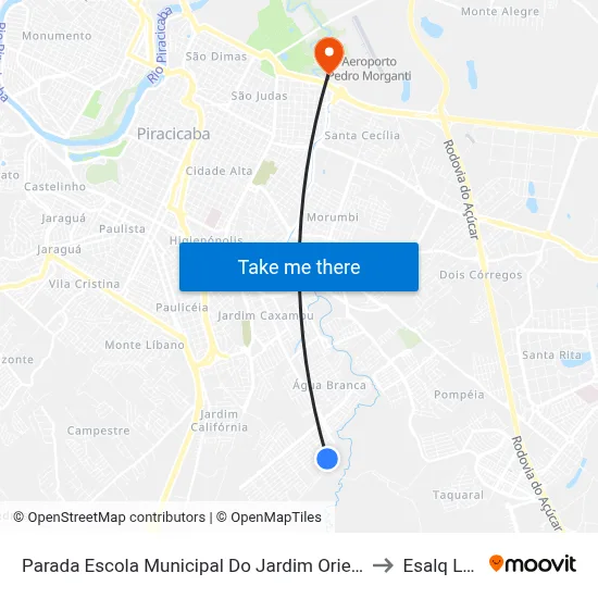 Parada Escola Municipal Do Jardim Oriente to Esalq Log map